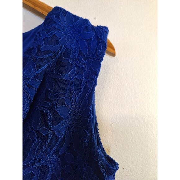 LAUREN RALPH LAUREN Blue Lace Sheath Dress Sz 12 Cocktail Knee Length Formal - Picture 7 of 9
